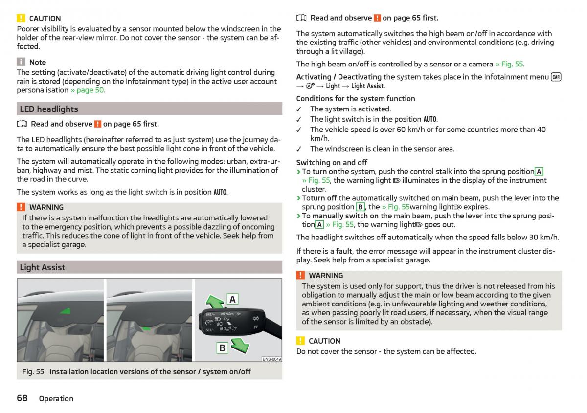 Skoda Kodiaq owners manual / page 70