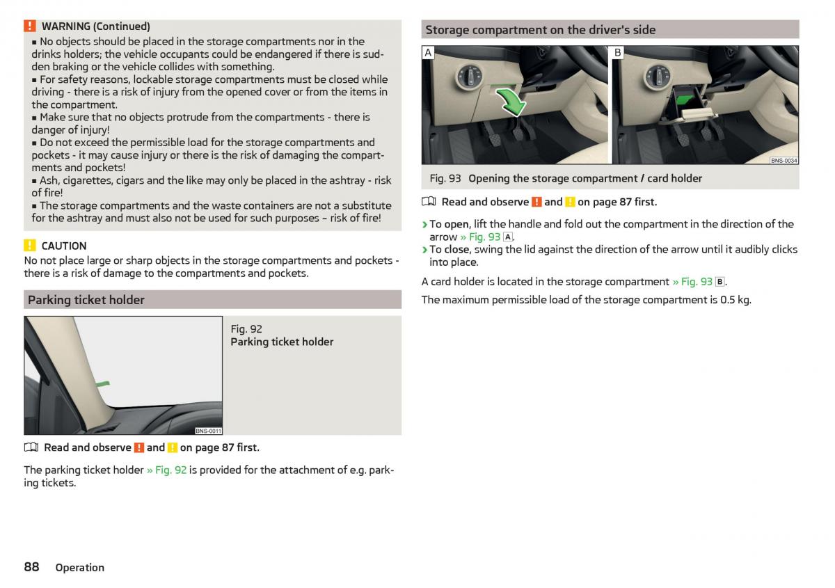 Skoda Kodiaq owners manual / page 90