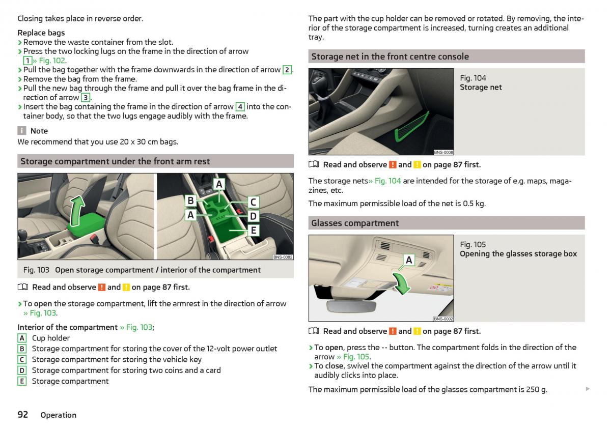 Skoda Kodiaq owners manual / page 94