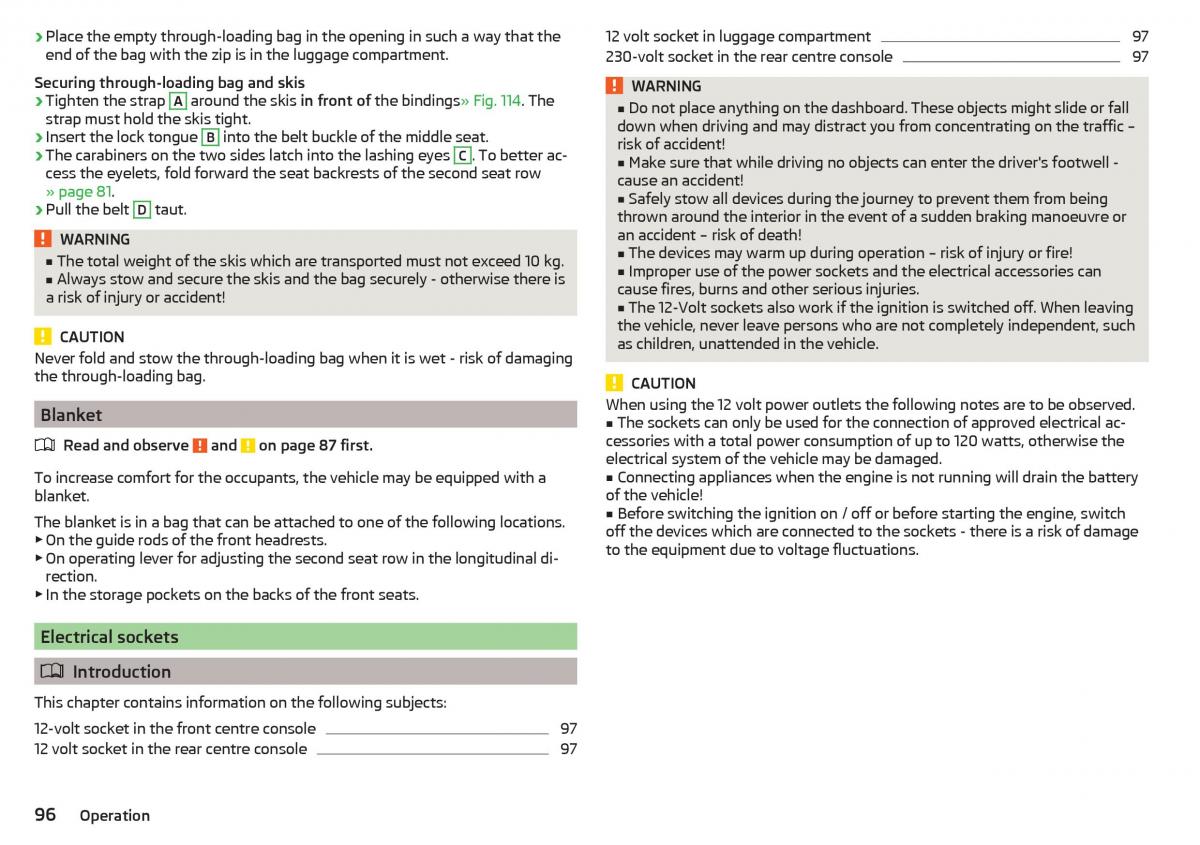 Skoda Kodiaq owners manual / page 98