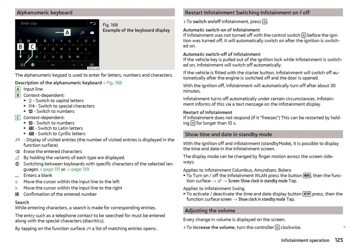 Skoda Kodiaq owners manual / page 127