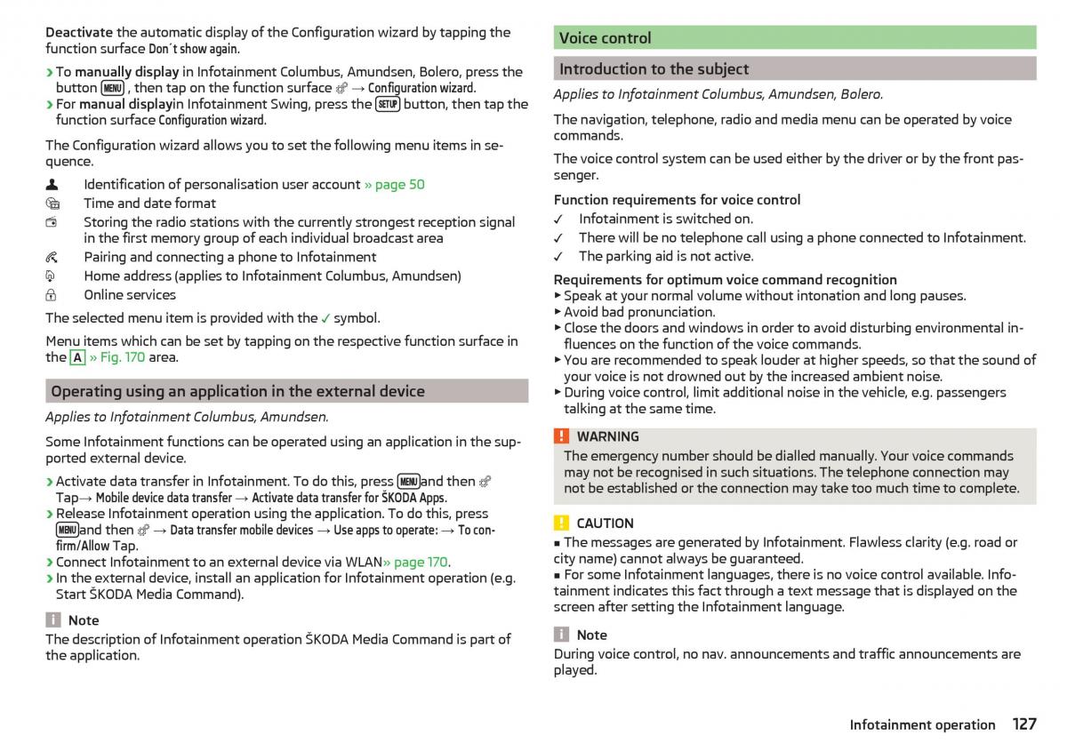 Skoda Kodiaq owners manual / page 129