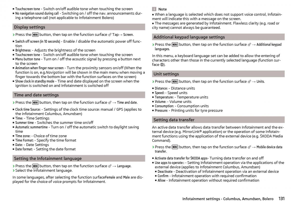 Skoda Kodiaq owners manual / page 133