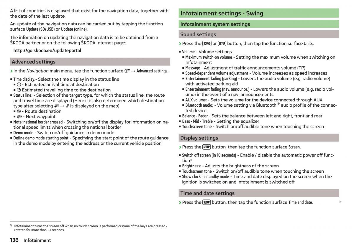 Skoda Kodiaq owners manual / page 140