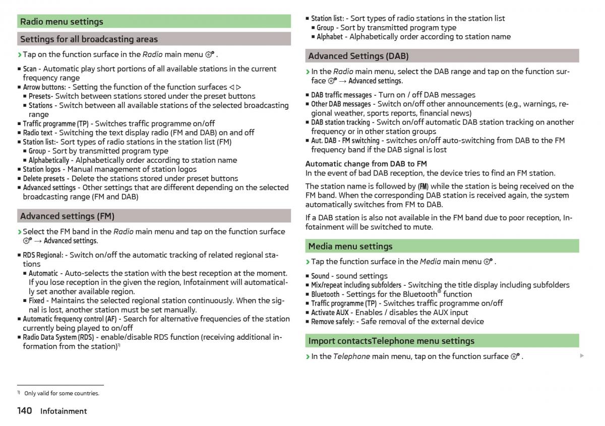 Skoda Kodiaq owners manual / page 142