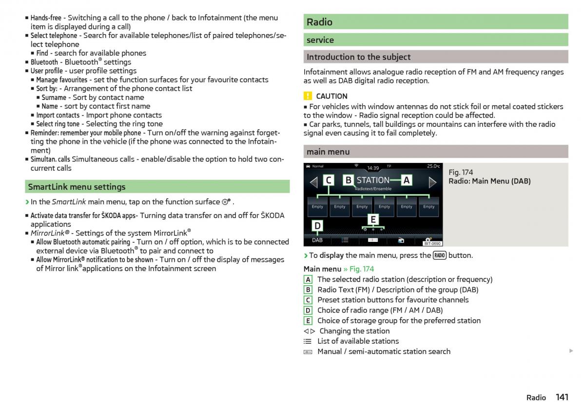 Skoda Kodiaq owners manual / page 143