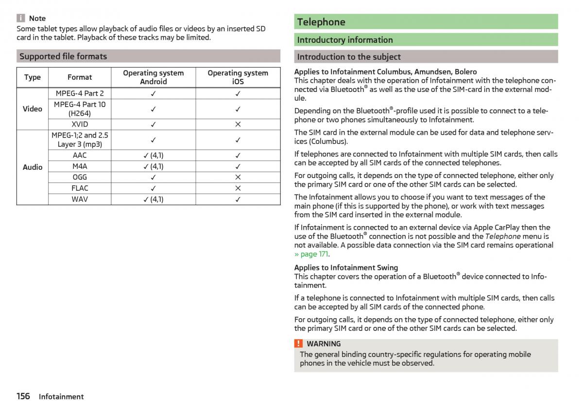 Skoda Kodiaq owners manual / page 158