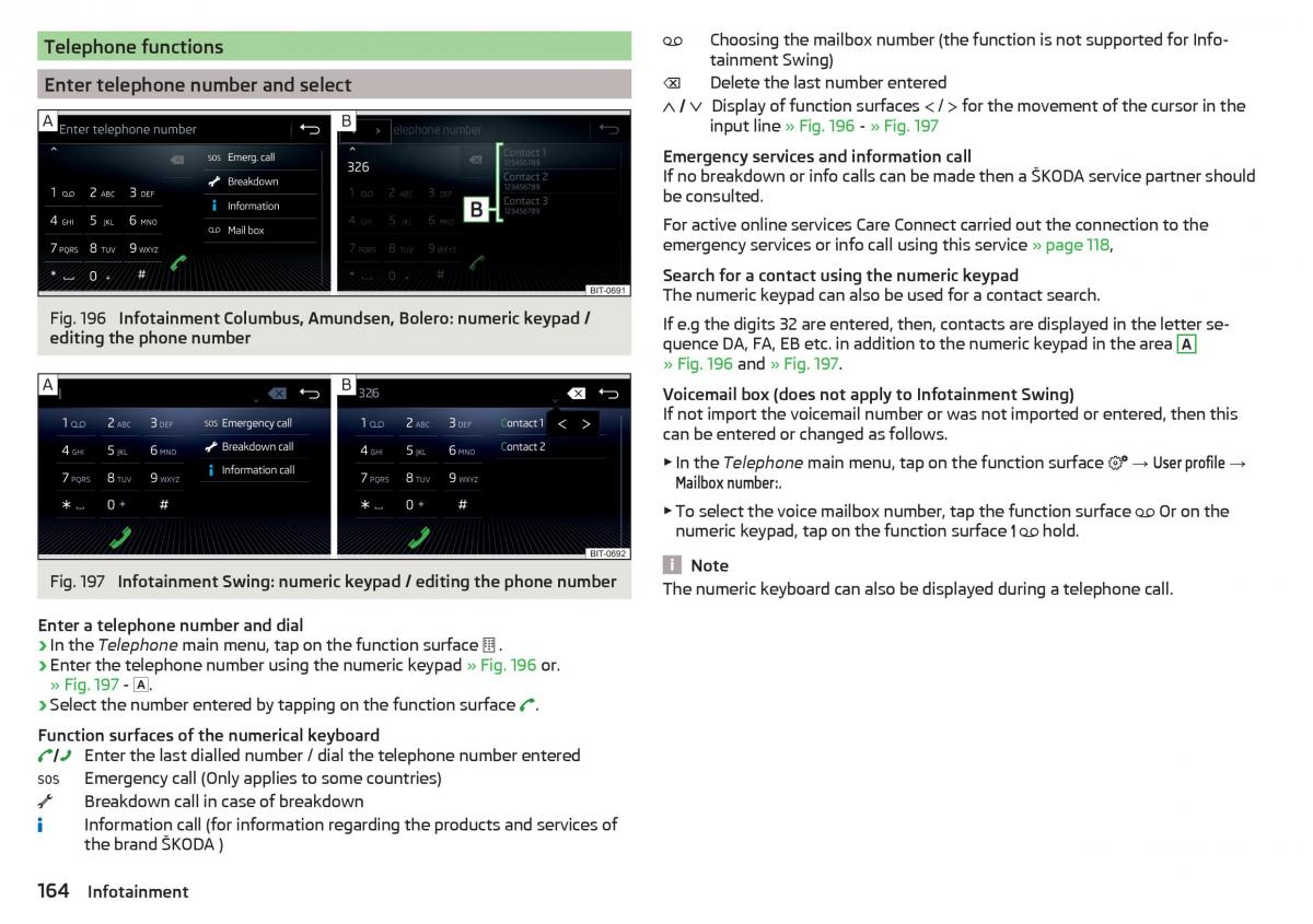 Skoda Kodiaq owners manual / page 166