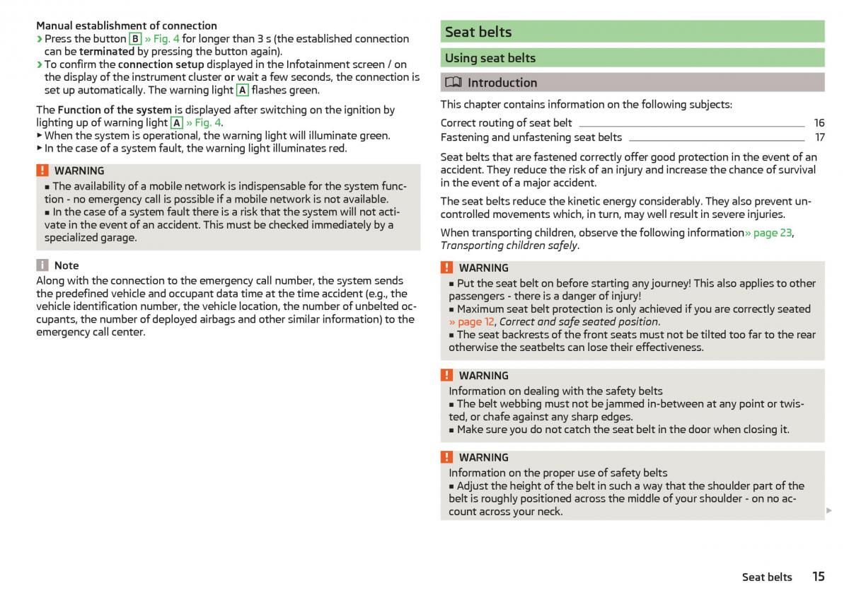 Skoda Kodiaq owners manual / page 17