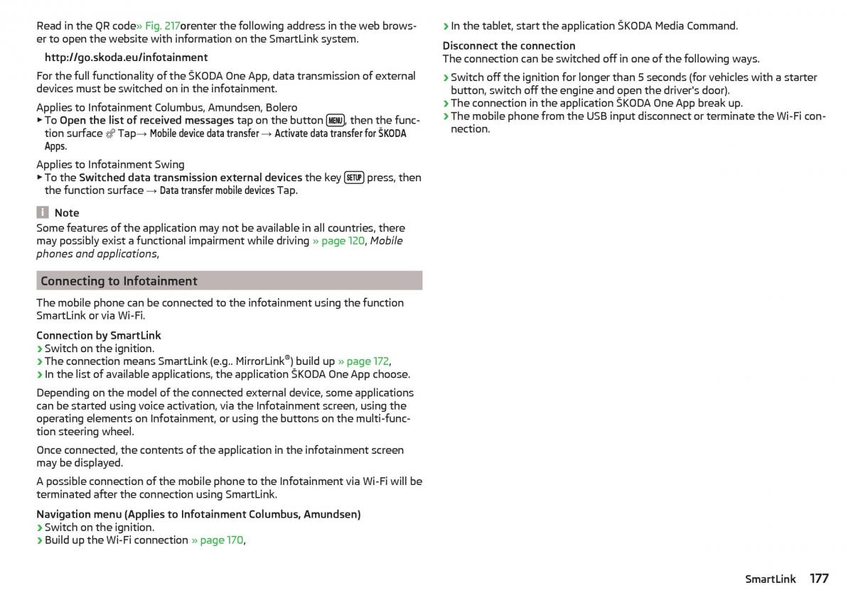 Skoda Kodiaq owners manual / page 179