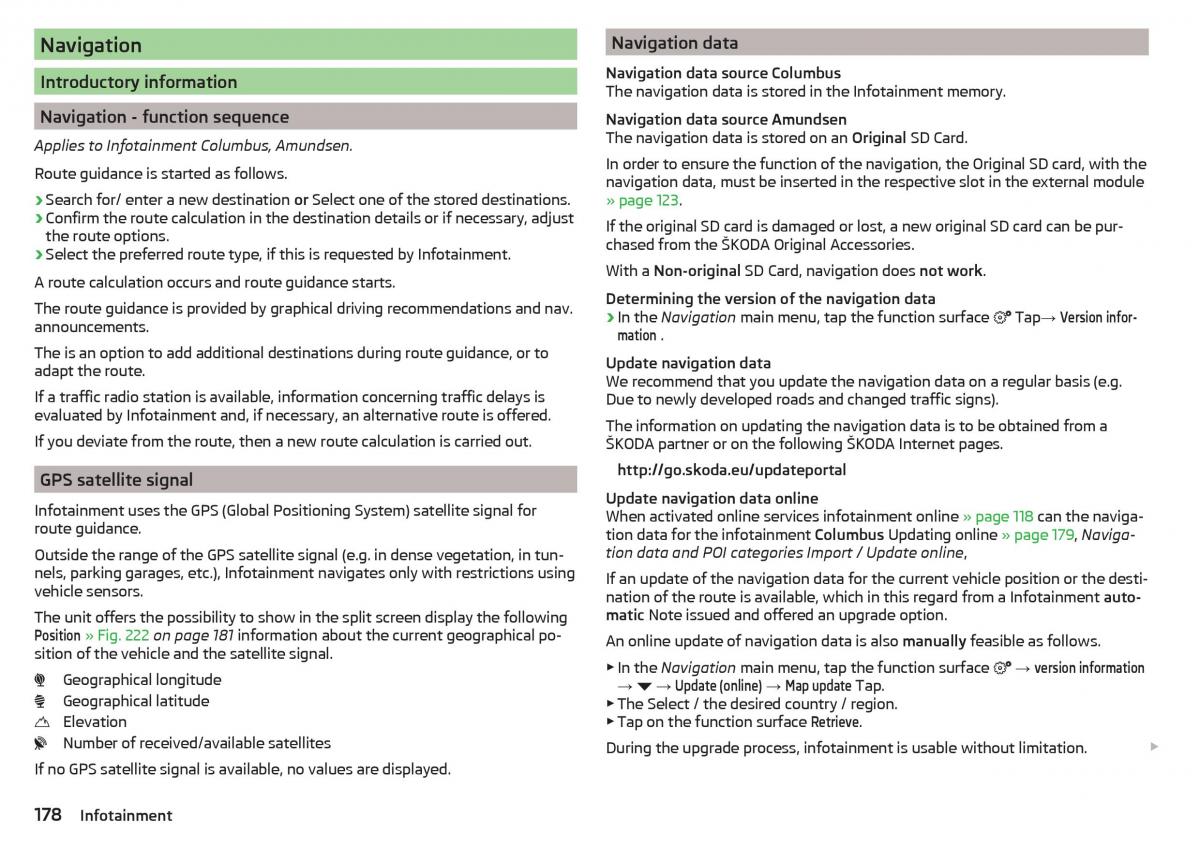 Skoda Kodiaq owners manual / page 180