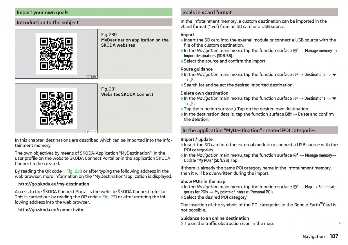 Skoda Kodiaq owners manual / page 189