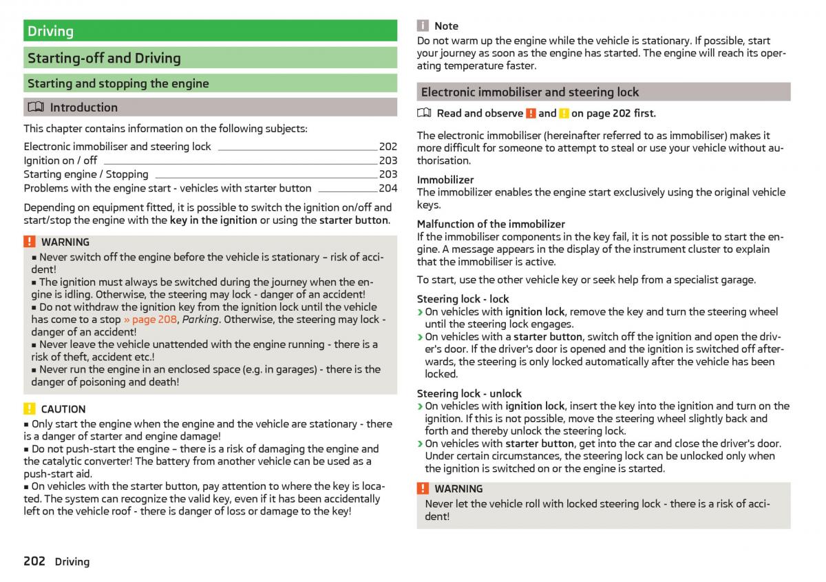 Skoda Kodiaq owners manual / page 204