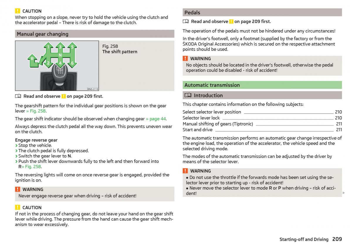 Skoda Kodiaq owners manual / page 211