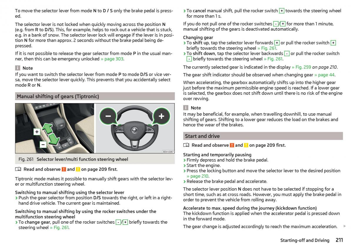 Skoda Kodiaq owners manual / page 213