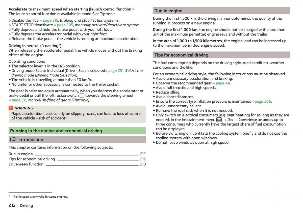 Skoda Kodiaq owners manual / page 214