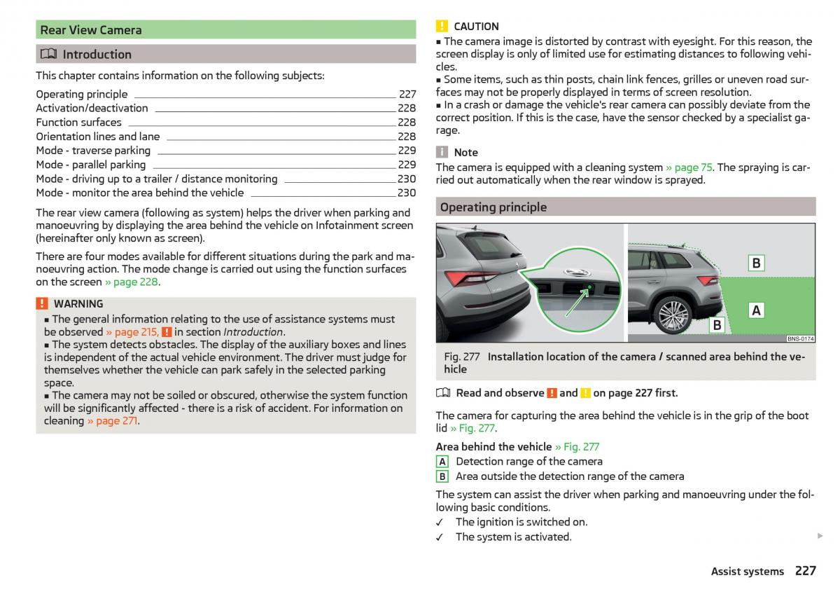 Skoda Kodiaq owners manual / page 229