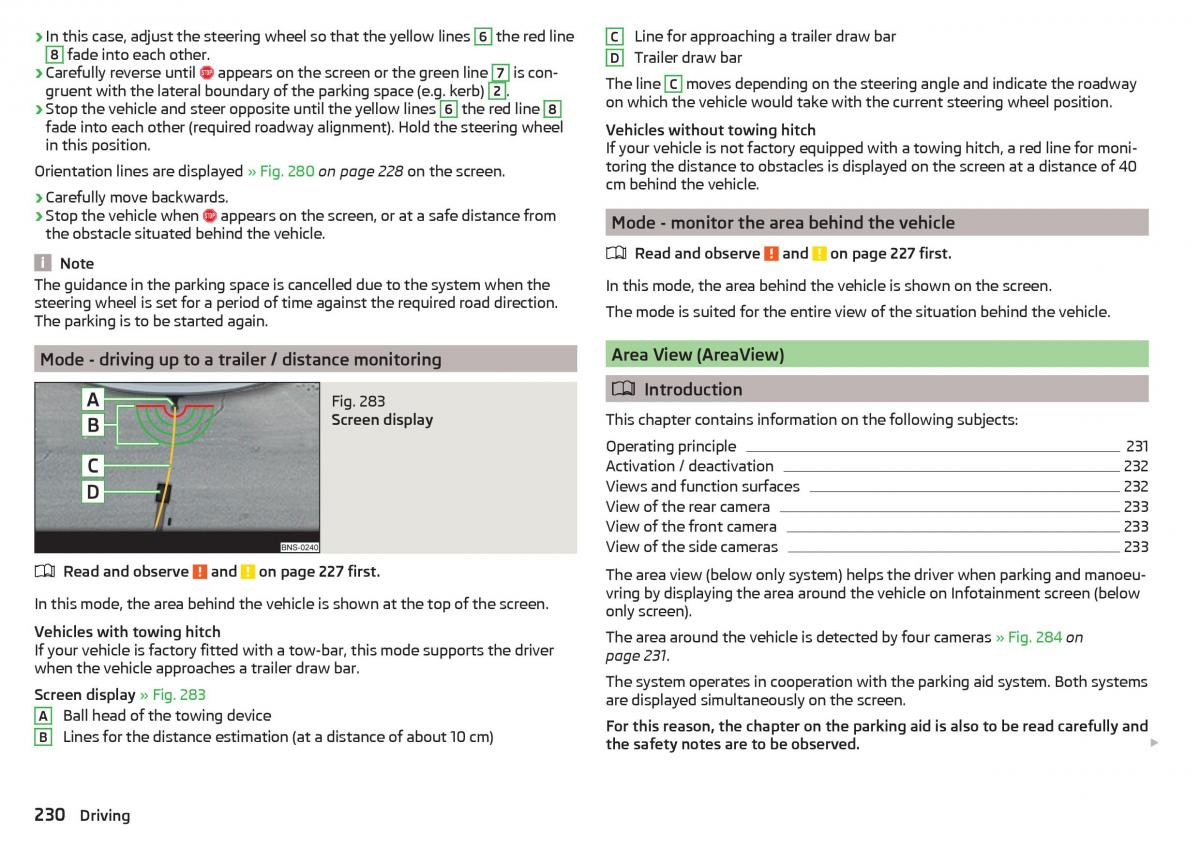 Skoda Kodiaq owners manual / page 232