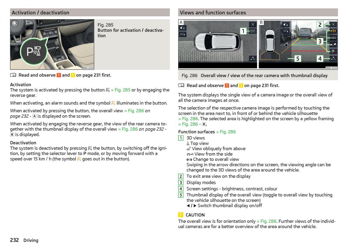 Skoda Kodiaq owners manual / page 234