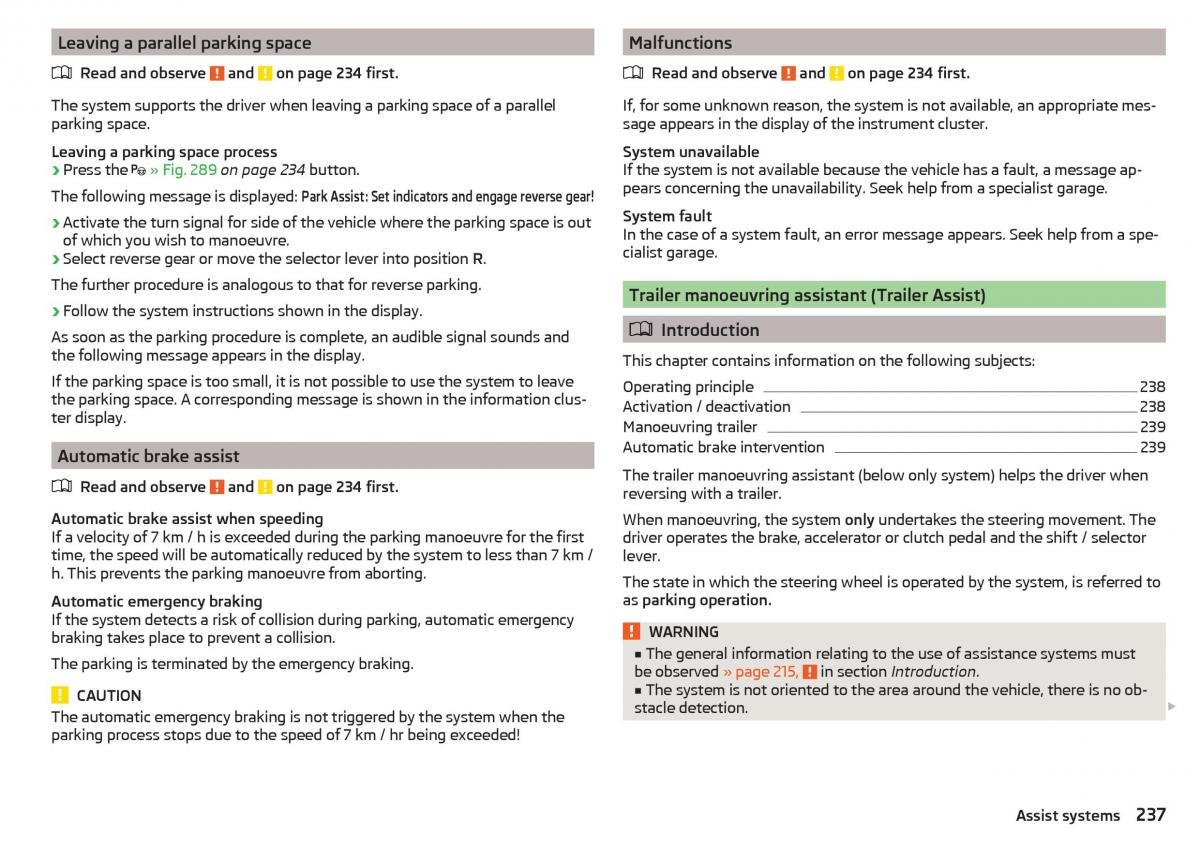 Skoda Kodiaq owners manual / page 239