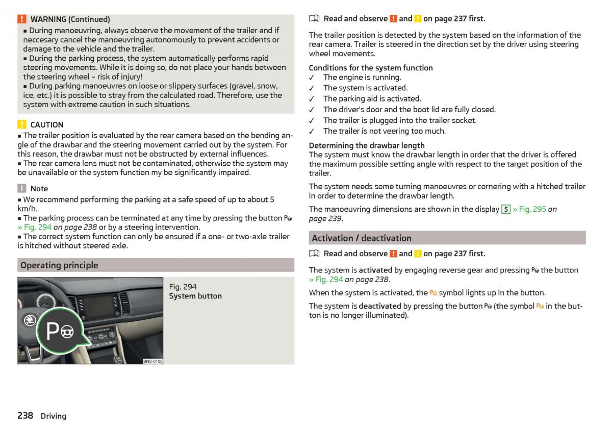 Skoda Kodiaq owners manual / page 240