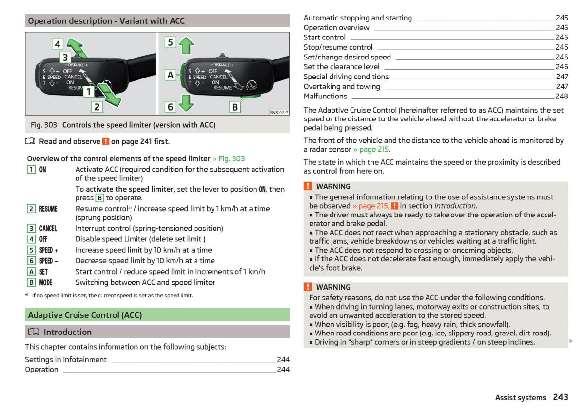 Skoda Kodiaq owners manual / page 245