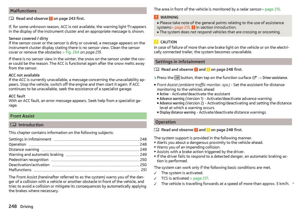 Skoda Kodiaq owners manual / page 250