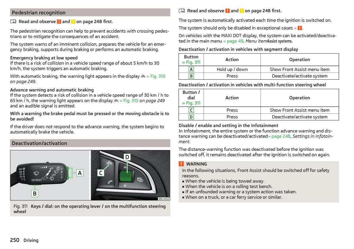 Skoda Kodiaq owners manual / page 252