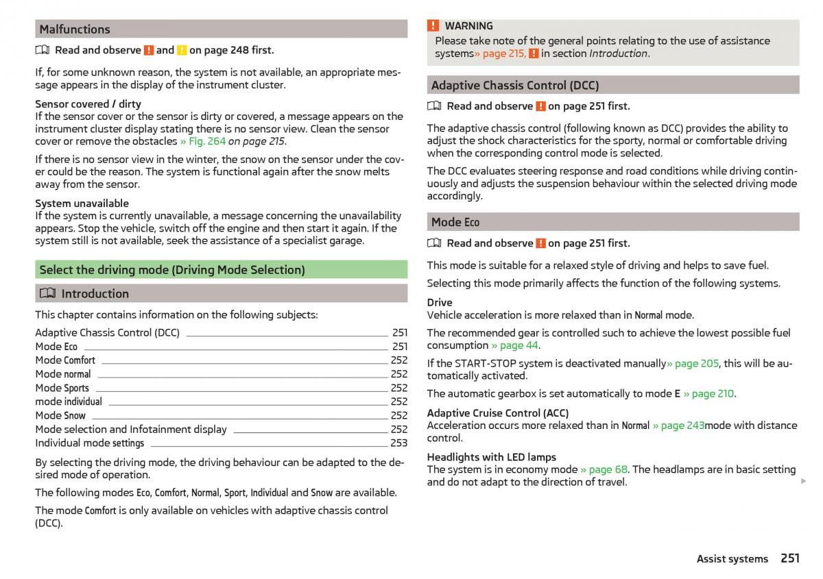 Skoda Kodiaq owners manual / page 253