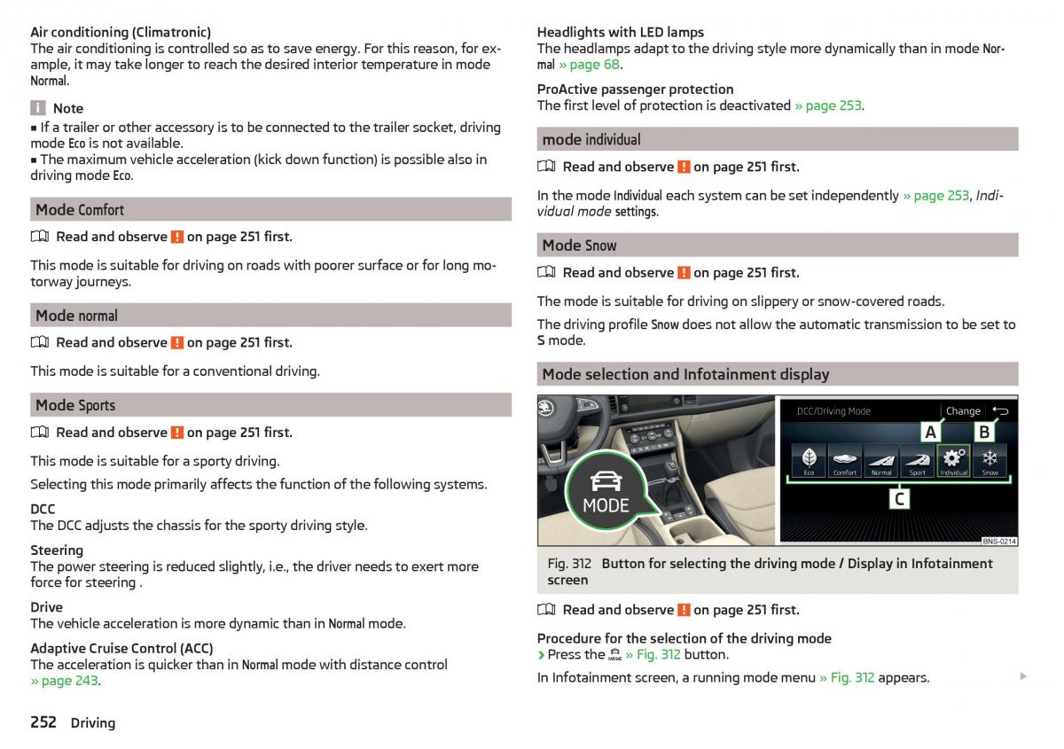 Skoda Kodiaq owners manual / page 254