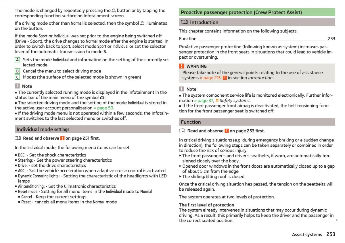 Skoda Kodiaq owners manual / page 255