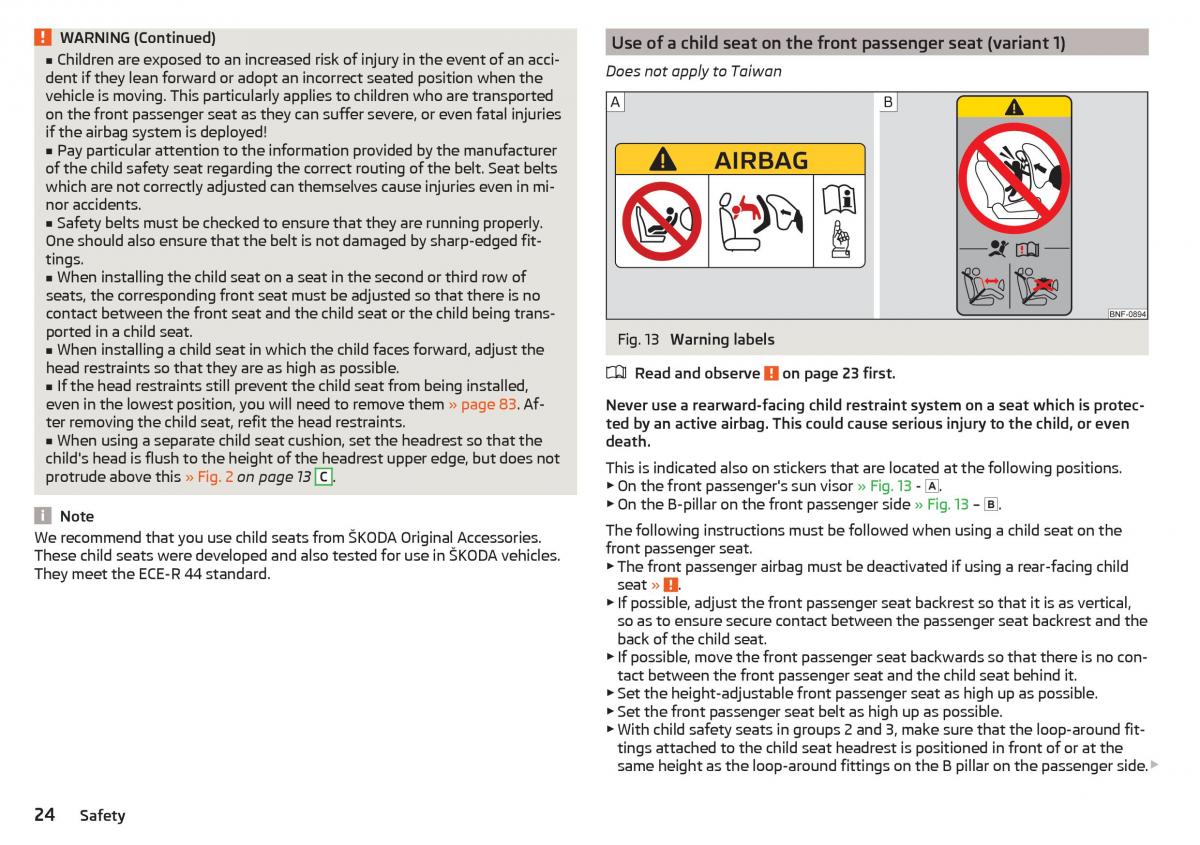 Skoda Kodiaq owners manual / page 26