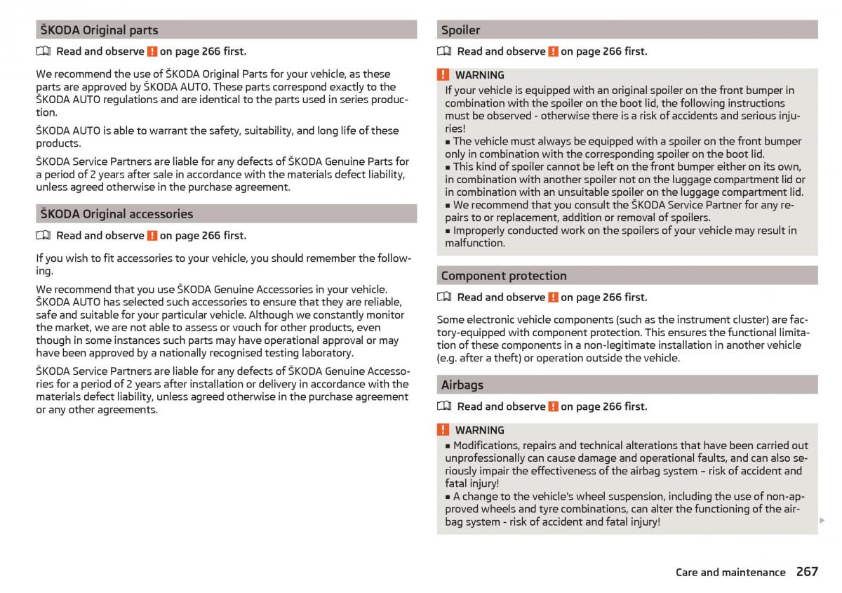 Skoda Kodiaq owners manual / page 269