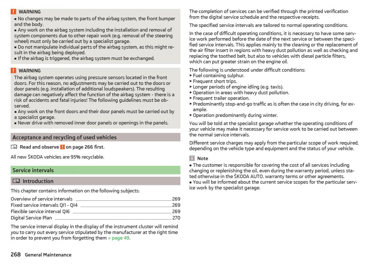 Skoda Kodiaq owners manual / page 270