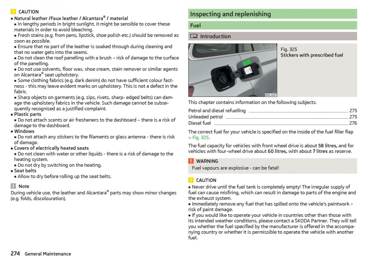 Skoda Kodiaq owners manual / page 276