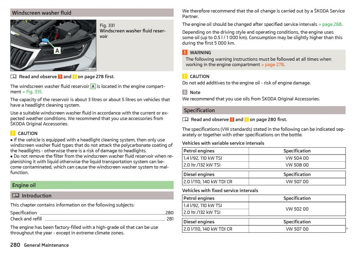 Skoda Kodiaq owners manual / page 282