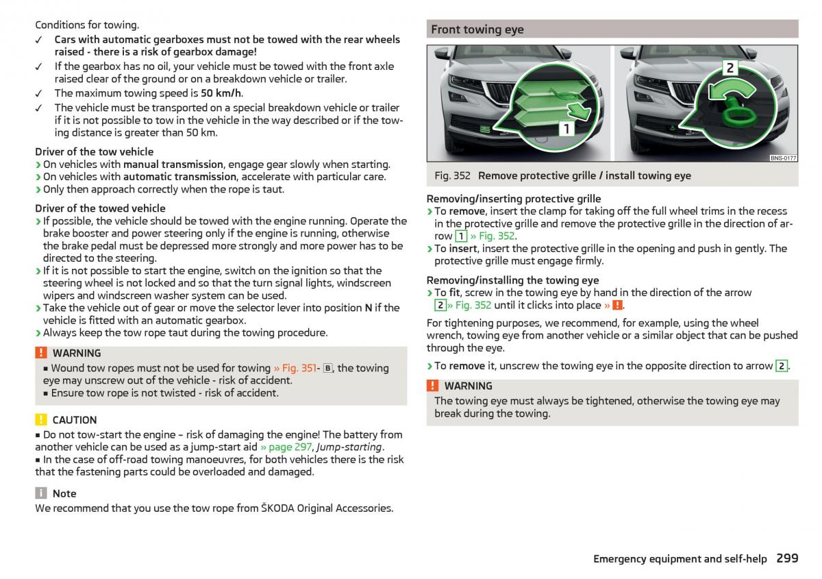 Skoda Kodiaq owners manual / page 301