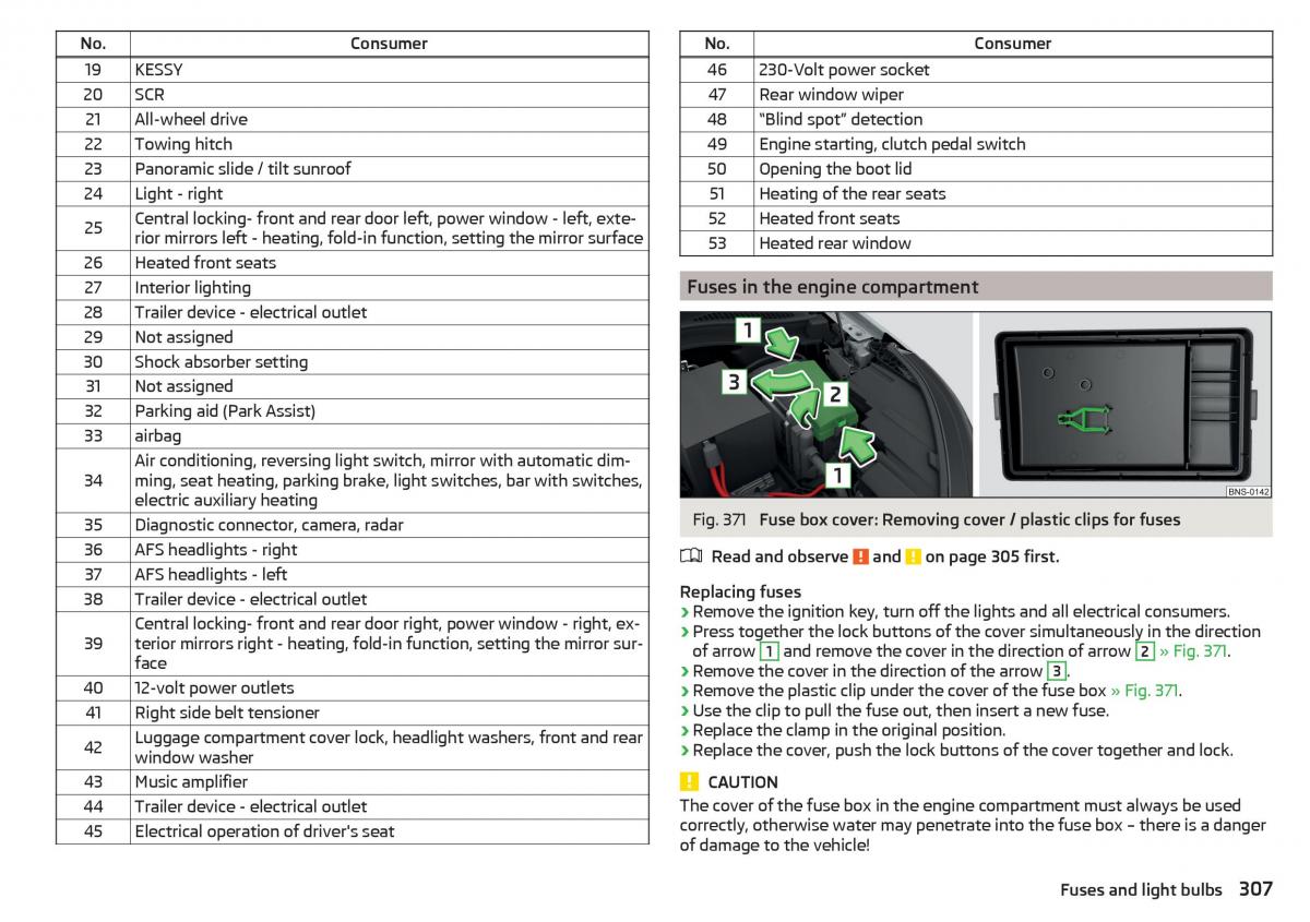 Skoda Kodiaq owners manual / page 309