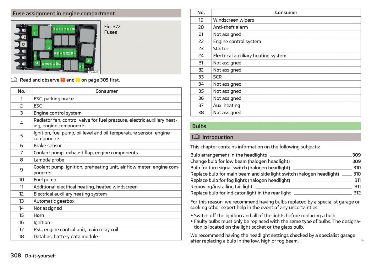 Skoda Kodiaq owners manual / page 310