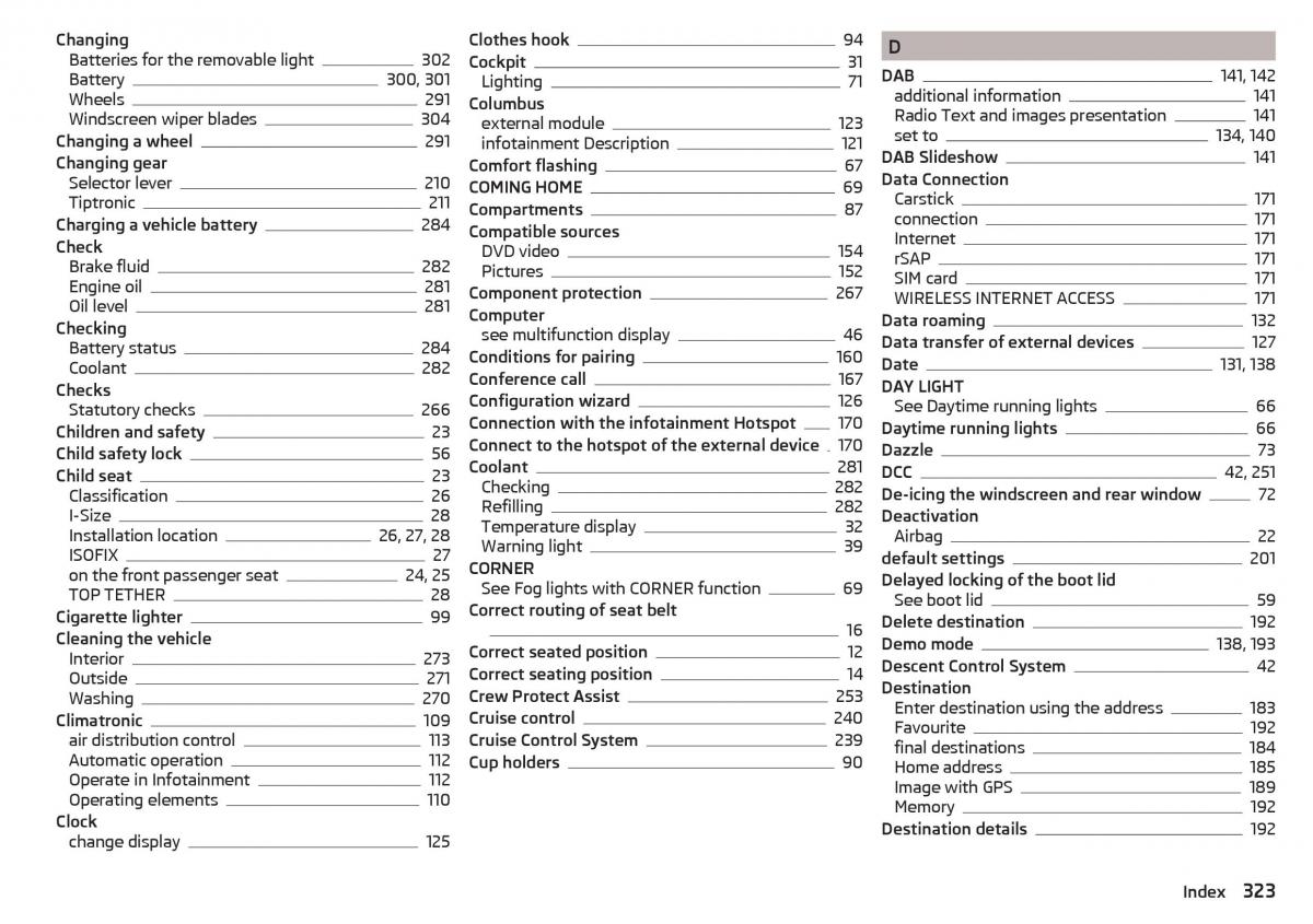 Skoda Kodiaq owners manual / page 325