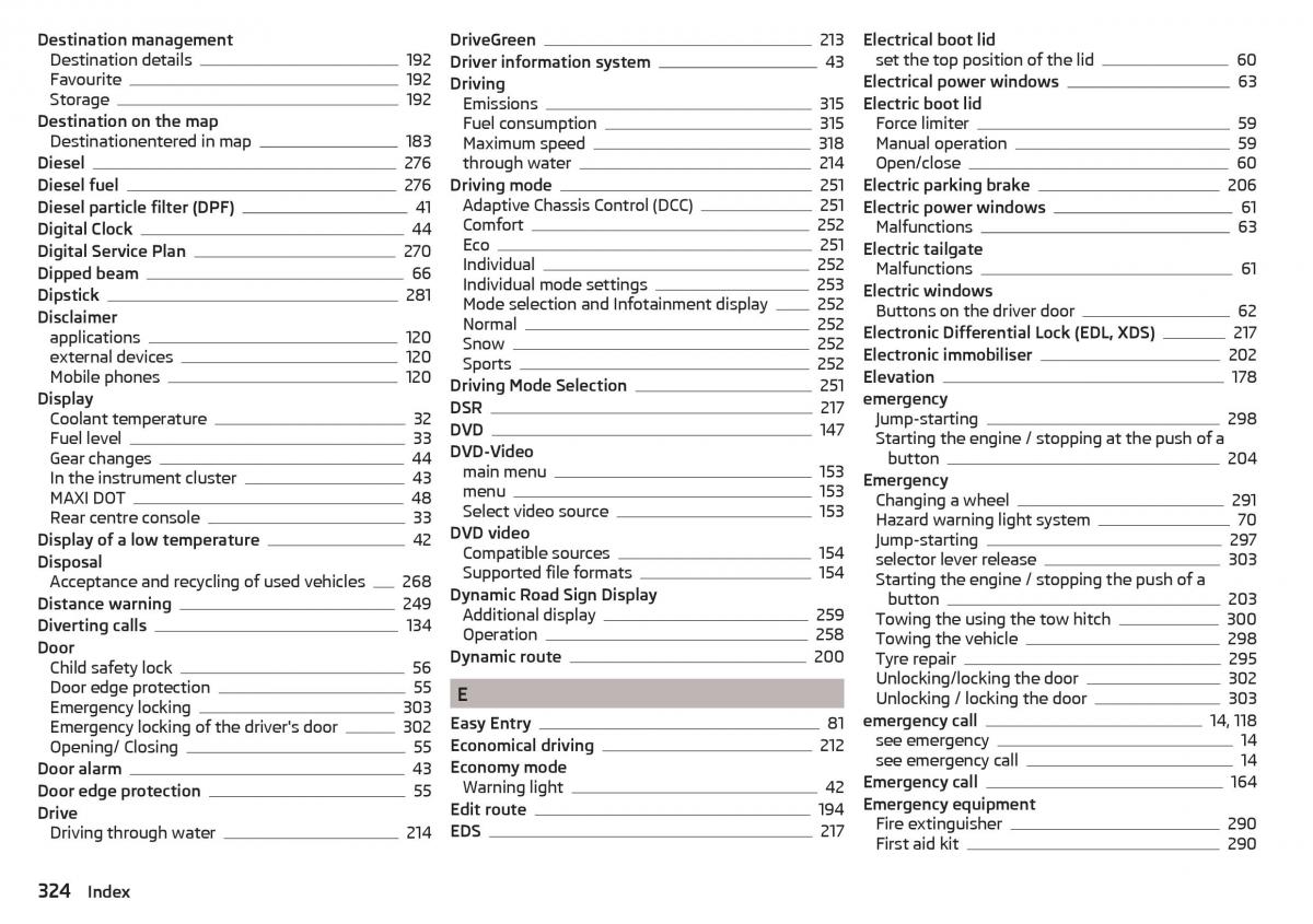 Skoda Kodiaq owners manual / page 326