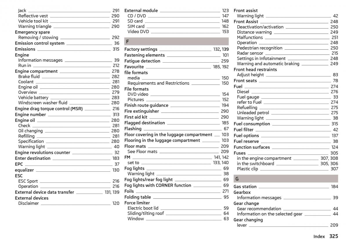 Skoda Kodiaq owners manual / page 327