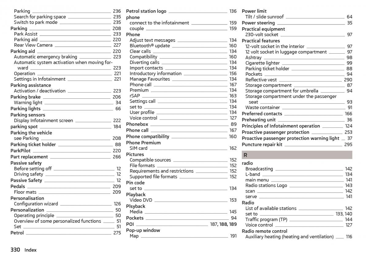 Skoda Kodiaq owners manual / page 332