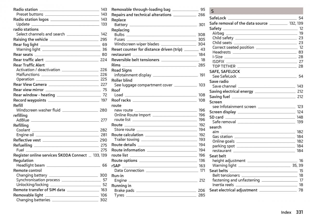 Skoda Kodiaq owners manual / page 333