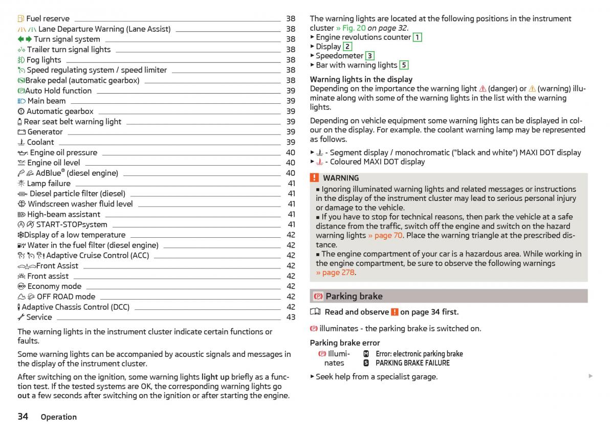 Skoda Kodiaq owners manual / page 36