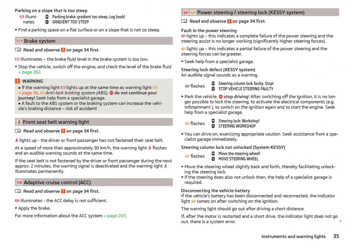 Skoda Kodiaq owners manual / page 37