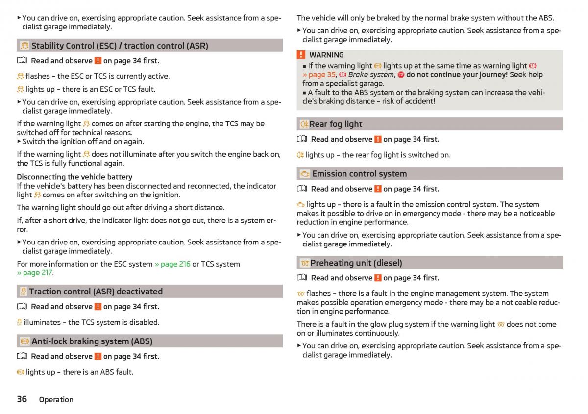 Skoda Kodiaq owners manual / page 38