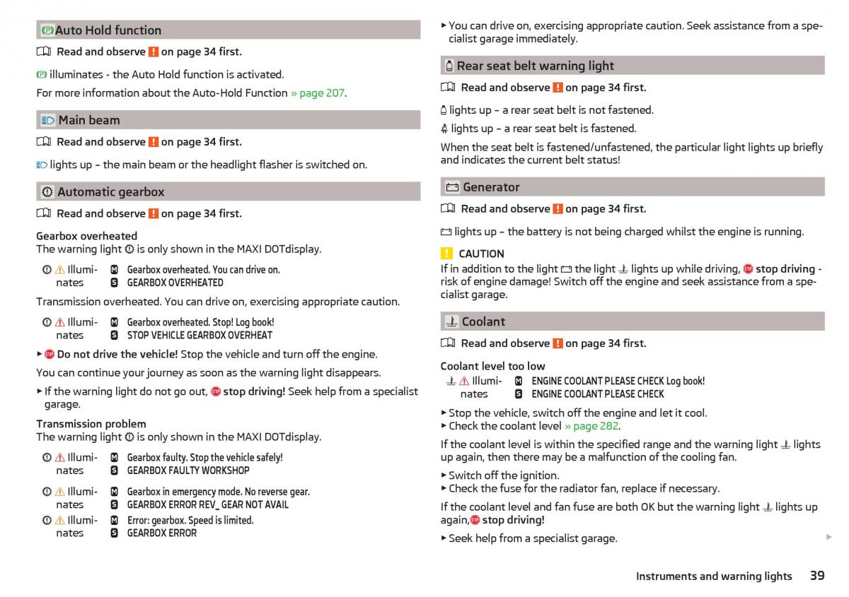 Skoda Kodiaq owners manual / page 41