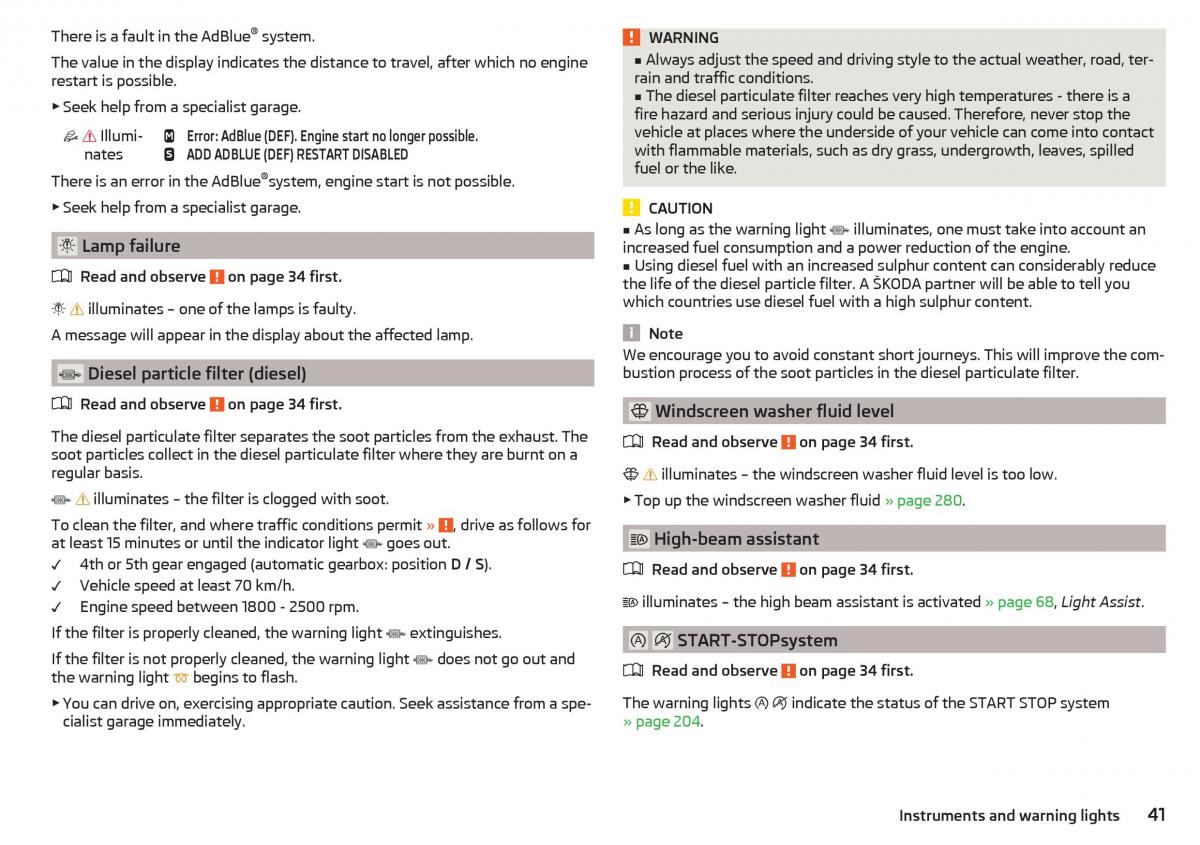 Skoda Kodiaq owners manual / page 43