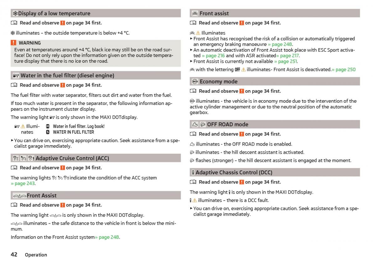 Skoda Kodiaq owners manual / page 44